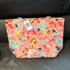 Vera Bradley small vera tote in rain forest lily coral